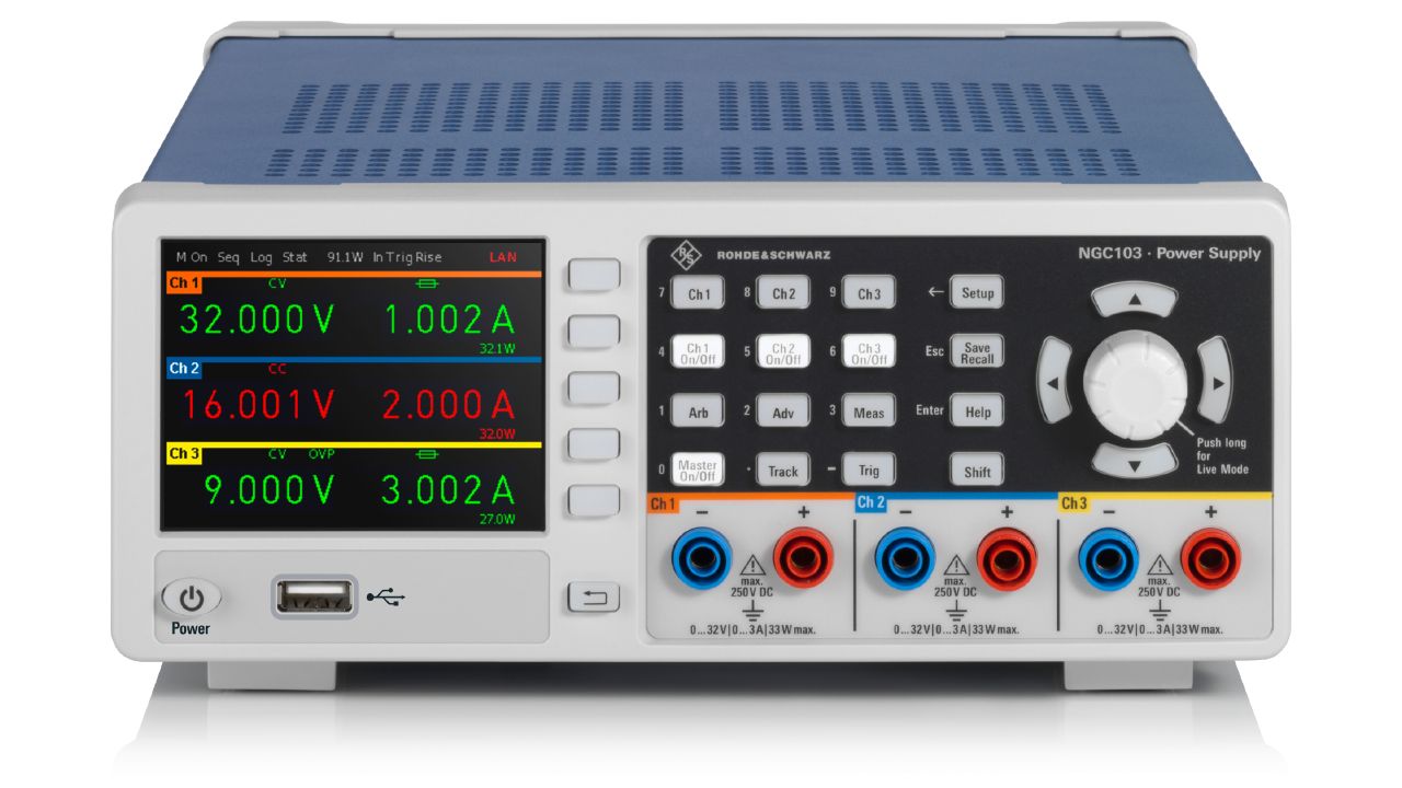 R&S®NGC100 系列 入門級單/雙/三通道直流電源供應器 角度 2